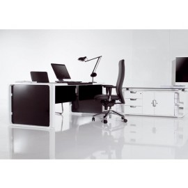 Bureau droit avec enjoliveur verre open 